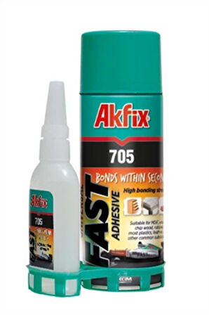 Akfix 705 Hızlı Yapıştırıcı Seti – 200 ml Sprey + 50 gr Aktivator | Çok Amaçlı, Universal Süper Güçlü Yapıştırıcı-Tutkal