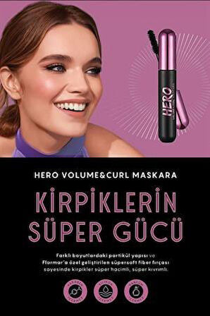 Flormar Hero Volume & Curl Siyah Maskara – Yoğun Hacim ve Kıvrık Kirpikler İçin Uzun Süre Kalıcı Etki