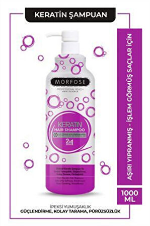 Morfose Keratin 2in1 Şampuan – 1000 ml | Onarıcı & Nemlendirici Bakım | Keratin Destekli Saç Temizliği