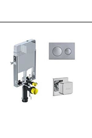 Visam Gömme Rezervuar 3'lü Set – Slim 80 (3/6 Lt) Mat Krom Kumanda Paneli