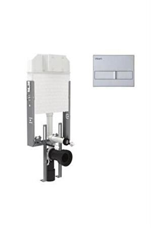 Visam Gömme Rezervuar 3'lü Set – Slim 80 (3/6 Lt) Mat Krom Kumanda Paneli