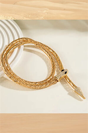 Taşlı Yılan Kolye – Punk & Hip-Hop Tarzı, Unisex Sokak Modası Takı