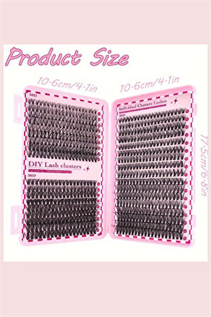 800 Parça Kendin Yap Sahte Kirpik Seti – 9-16mm Küme Kirpikler, Cımbız, Fırça, Yapıştırıcı ve Yağ Çıkarıcı ile Büyük Kapasiteli Kitap Seti