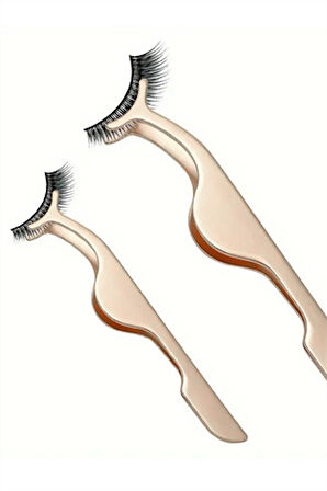 Profesyonel Paslanmaz Çelik Kirpik Cımbızı – Sahte Kirpik Uygulama Aracı, Hassas ve Kolay Kullanım, Altın Renk