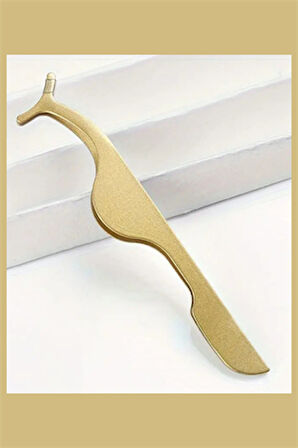 Profesyonel Paslanmaz Çelik Kirpik Cımbızı – Sahte Kirpik Uygulama Aracı, Hassas ve Kolay Kullanım, Altın Renk