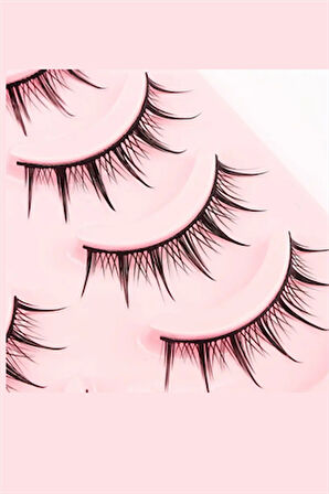 5 Çift İnce Siyah Sahte Kirpik – Doğal, Tek Parça, Kolay Uygulama