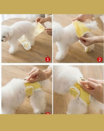 Yeniden Kullanılabilir Ayarlanabilir Köpek Bezi Pantolonu – Limon Yaprağı Desenli, Nefes Alabilen & Konforlu