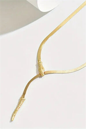 1 Adet LXALRY Kadın Y-Şekilli Hip-Hop Kolye – Ayarlanabilir Yılan Zincirli, Siyah & Altın Minimalist Tasarım, Moda Aksesuarı