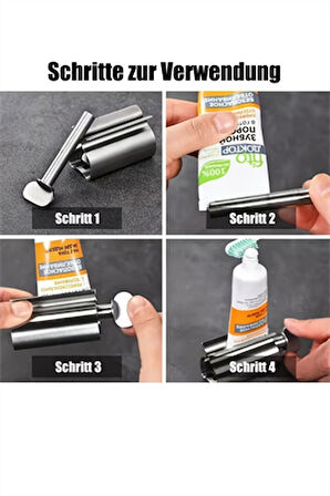 Paslanmaz Çelik Diş Macunu Sıkacağı – Manuel, Güç Gerektirmeyen Diş Macunu Dağıtıcı | Dayanıklı Metal Tasarım, Etkili Dağılım | Şık Metalik Yüzey (1 Adet)