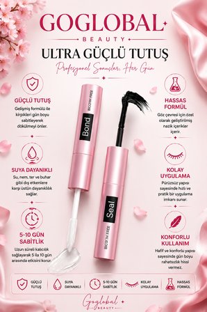 Seal & Bond Kirpik Yapıştırıcı Seti | Kirpik Yapıştırıcı, Sabitleyici, Cımbız ve Kirpik Fırçası | Takma Kirpik Yapıştırıcı Seti