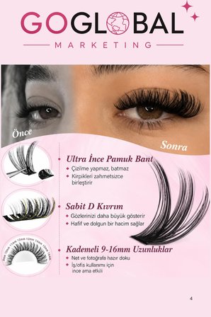 960 Adet Takma Kirpik Seti | 10D-20D-30D-40D Cluster Kirpik | Bond & Seal, Cımbız ve Fırça Dahil