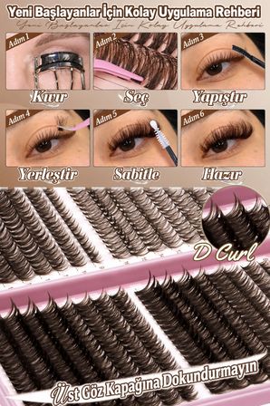 640 Parça Doğal Kahverengi Küme Kirpik | 30D 50D 60D 80D D Curl | Evde Takma Kirpik Seti | 9-16 mm