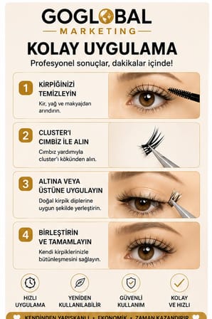 Takma Kirpik Seti – 8 Farklı Model Cluster Kirpik Anime Manga Wispy Doğal ve Hacimli