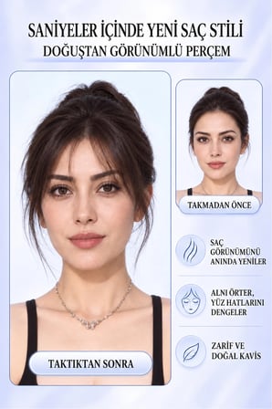 Kadın Takma Perçem Natural Black Doğal Siyah Mini Klipsli File Tabanlı Doğal Görünümlü Kahkül