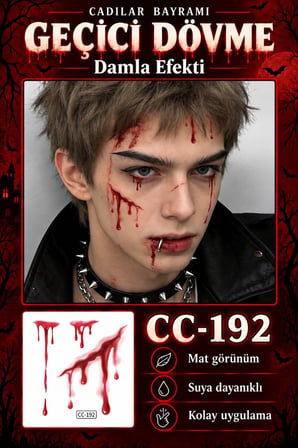 Halloween Geçici Dövme Sticker 5 Adet Korku Temalı Gerçekçi Görünümlü Suya Dayanıklı
