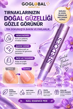 GOGLOBAL 3'lü Tırnak Bakım Yağı Kalemi 3'ü 1 Arada – Nemlendirici, Besleyici Tırnak ve Tırnak Eti Bakımı – Avantajlı 3 Adet Set