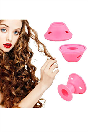 Silikon Maşa Saç Şekillendirici Bigudi Pembe