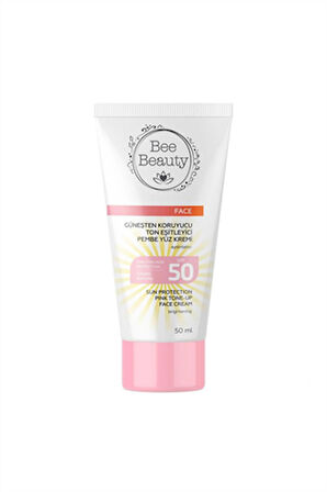 Bee Beauty Güneşten Koruyucu ve Ton Eşitleyici Pembe Yüz Kremi 50SPF 50 ml Doğal Kiraz Çiçeği Özü El Kremi 75 ml