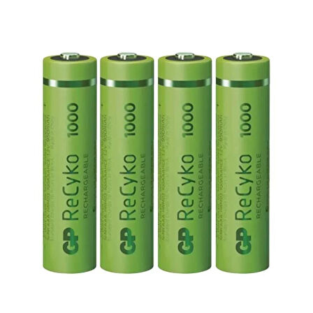 Gp Recyko 950 mAh AAA 4'lü Şarjlı İnce Kalem  Pil GP100AAAHCE-2EB4 (GPRHC103E001)