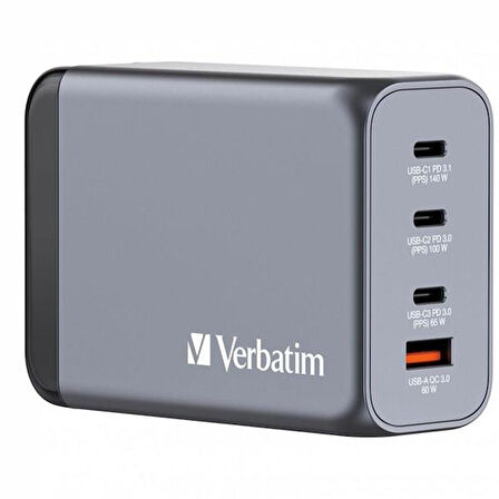 VERBATIM GNC-240 240W 4-Bağlantı Noktalı GaN Duvar Şarj Cihazı