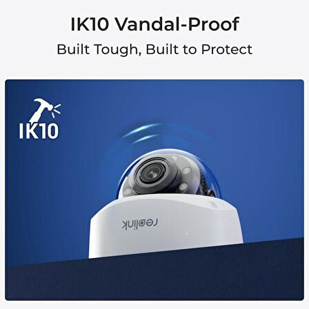 REOLINK 8MP DOME Motorize 5x Zoom P437 IP Güvenlik Kamerası PoE IP67, Renkli