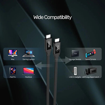 UNITEK USB4 THUNDERBOLT KABLO 0.8MT 40GBPS, 8K&60Hz,100W (C14100BK-0.8M)