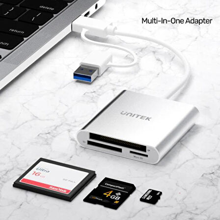 UNITEK USB-C/A TO HAFIZA KART OKUYUCU SD/CF/MICRO SD 5GBPS (Y-9313D)