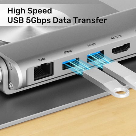 UNITEK 360D METAL 15.6” NOTEBOOK STAND 5in1 VE DOCKING STATION  (D1109B)