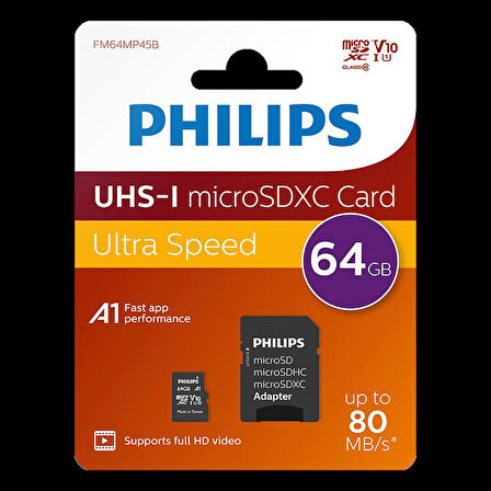 PHILIPS 64GB MICRO SDXC 80 MB/S C10 FM64MP45B/00