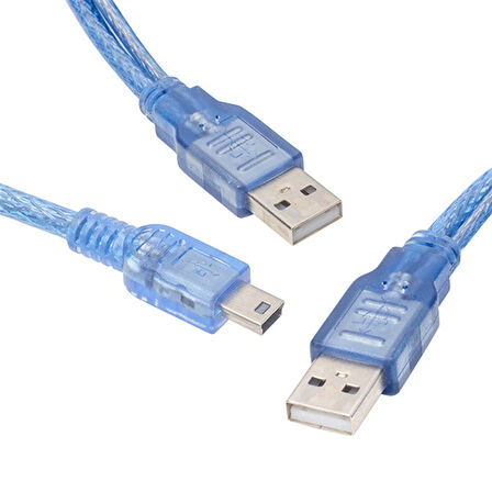 POWERMASTER USB 2XERKEK - MİNİ USB 5 PİN (2.0V) 1.5 METRE V3 KABLO  (8861=11937)