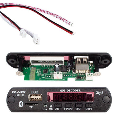 Class 12V SD-AF-VR Oto Teyp Mikrofonlu USB-SD Çevirici Digital Player Board USB-123