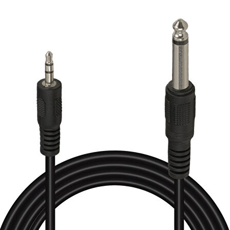 Powermaster PM-15917 Siyah 6.3 Mm Gitar to 3.5 Mm Stereo Ara Kablo (1.4 Metre)