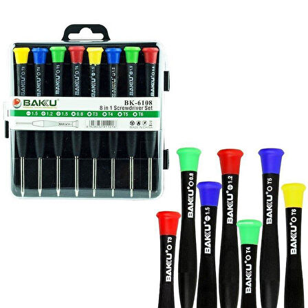 Baku BK-6108 8in1 Hassas Tornavida Seti (1.5-1.2-0.8--T3-T4-T5-T6)
