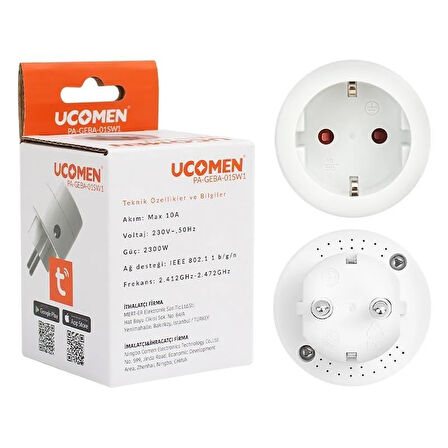 Ucomen 10 Amper Wifi Tuya Destekli Akıllı Priz PA-GEBA-01SW