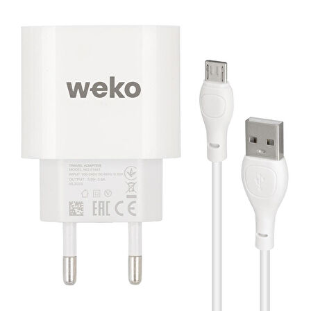 Weko WK-21441 PDU QC 3.0 Amper Telefon Şarj Adaptörü + Micro USB Kablo