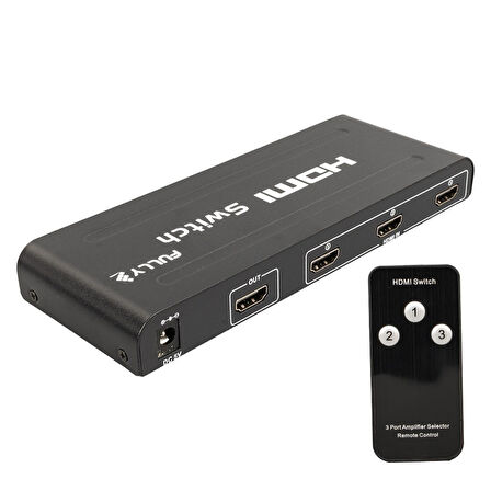 Fully G-538H 3 Giriş 1 Çıkış Hdmi Switcher Toplayıcı Metal Kasa Adaptörlü