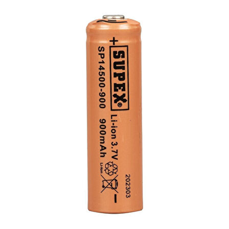 Supex Lityum Ion 3.7v 900mah Şarj Edilebilir Başlıklı Pil SP14500-900s