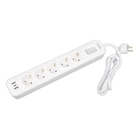 Vea VE-NOVA105U A Class 5'li 2 Usb'li Anahtarlı 1.5 Metre Akım Korumalı Priz
