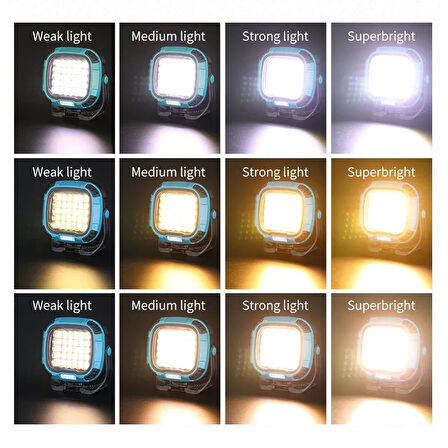 PowerMaster MX-W893 4000K - 7000K - Kırmızı 30 COB Ledli 30 Watt Çok Fonksiyonlu Çalışma Lambası (PowerBank)