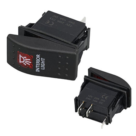 PowerMaster ﻿İç Aydınlatma Lambası Sembollü Işıklı 3 Pinli On-Off 12-24V Marin Switch