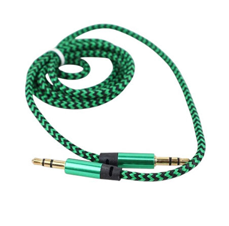Powermaster PM-2418 Metal Başlıklı Örgülü Erkek - Erkek 1.5 Metre Stereo Aux Kablo