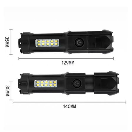 PowerMaster 109-B Zoomlu Flash Özellikli SMD ve Power LED’li Şarjlı Plastik Kasa El Feneri (Powerbank Özellikli)