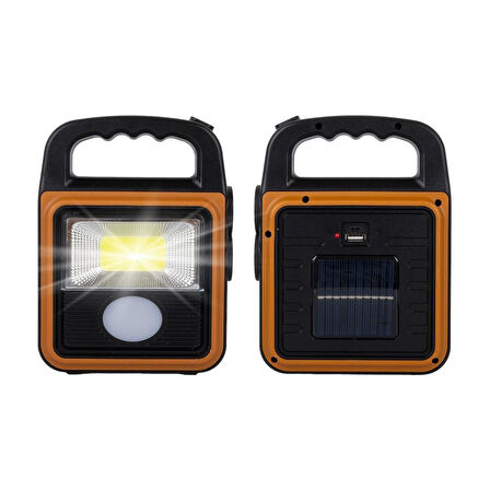PowerMaster HS-8020C COB LED Solar 4 Kademeli Şarjlı El Işıldak Feneri - USB Çıkışlı Powerbank