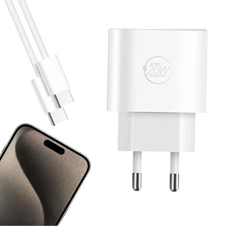 Powerway RXS27 20W Type-C Şarj Adaptörü - Kablo Seti (Apple 15 Pro-Pro Max Uyumlu)
