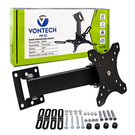 Vontech PR-02 20 Cm 360° Teleskopik Tavan Projeksiyon Askı Aparatı
