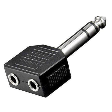 6.3 Mm Stereo Erkek - 3.5 Mm Stereo x 2 Dişi Çevirici Jack
