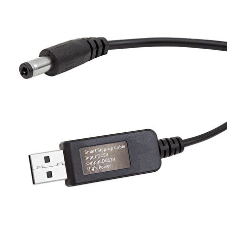 Powermaster 5V-12V USB To DC 5.5*2.5mm Kablo (12 Volt 1 Amper)