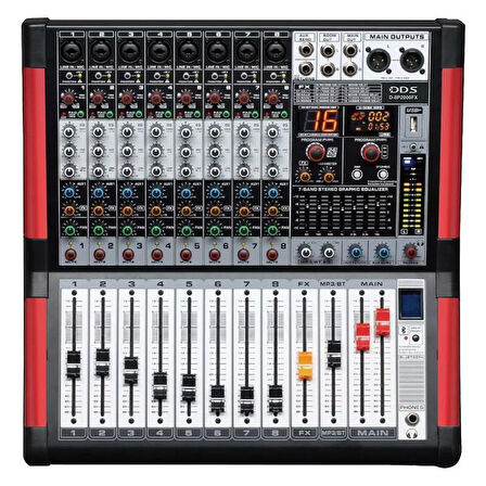 DDS D-8P2000 FX USB-SD-Bluetooth Destekli 2x1000 Watt 8 Kanal Power Mixer