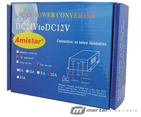 POWERMASTER PM-8196 24V DC / 12V DC 20 AMPER OTO KONVERTÖR