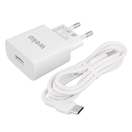 Weko WK-21435 M7 2.1 Amper Telefon Şarj Adaptörü + Type-C Kablo